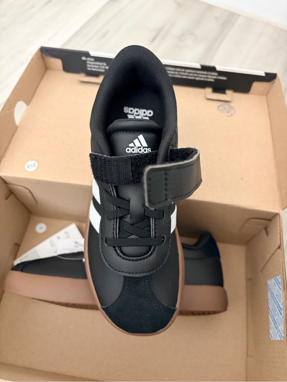 adidas VL Court 3.0 Shoes Kids Size 13.5 K Black White NEW